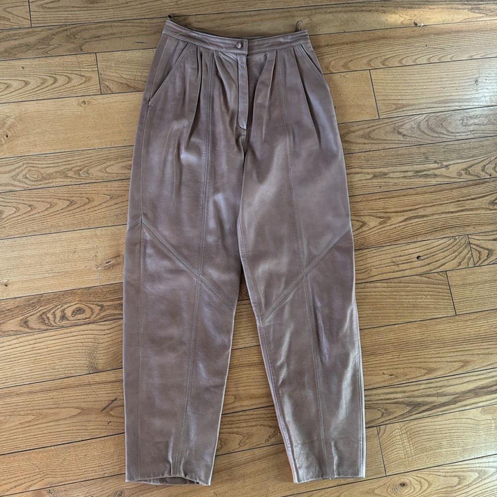 Vintahe Sema camelleather pleated pants EVC size 28 - Picture 4 of 13